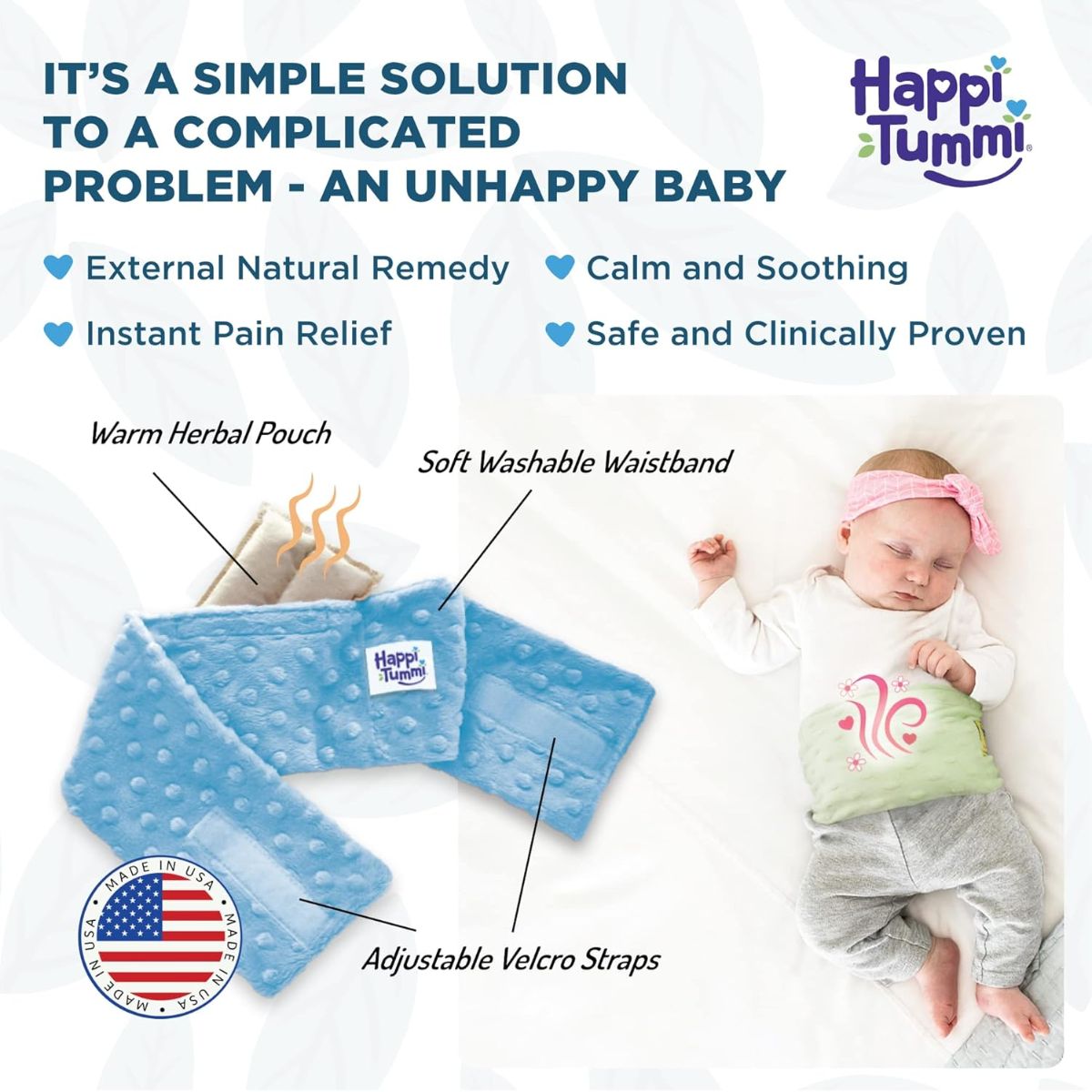 Happi Tummi Waistband - Blue - All Natural External Relief