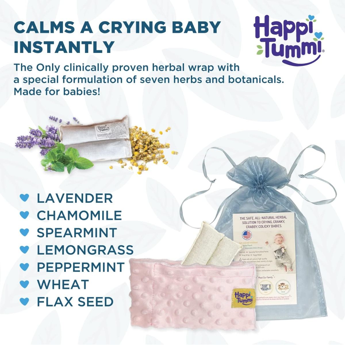 Happi Tummi Waistband - Blue - Soothing Warm Herbal Therapy
